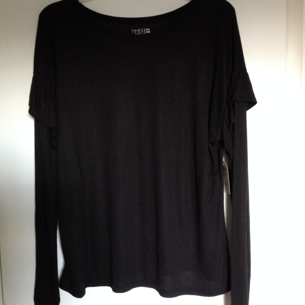 Time and Tru Pullover 2X  Black Pullover Tunic